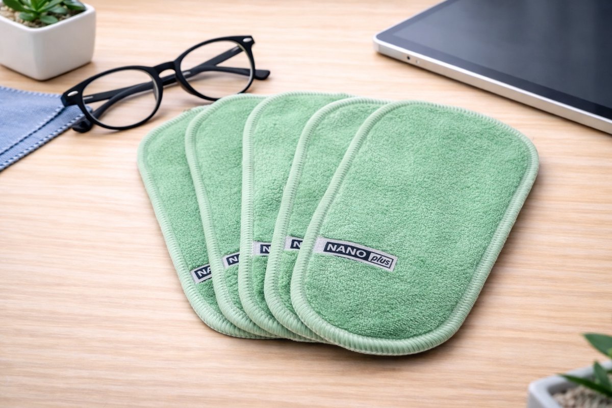 5x Nanoplus Brillen schoonmaakdoek/Nanodoek/Brilpoetsdoekjes/Groen