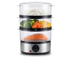 Elektrische Stoomkoker 7.5L – 3 Lagen – Timerfunctie – Gezond & Snel Koken – BPA-vrij – 400W