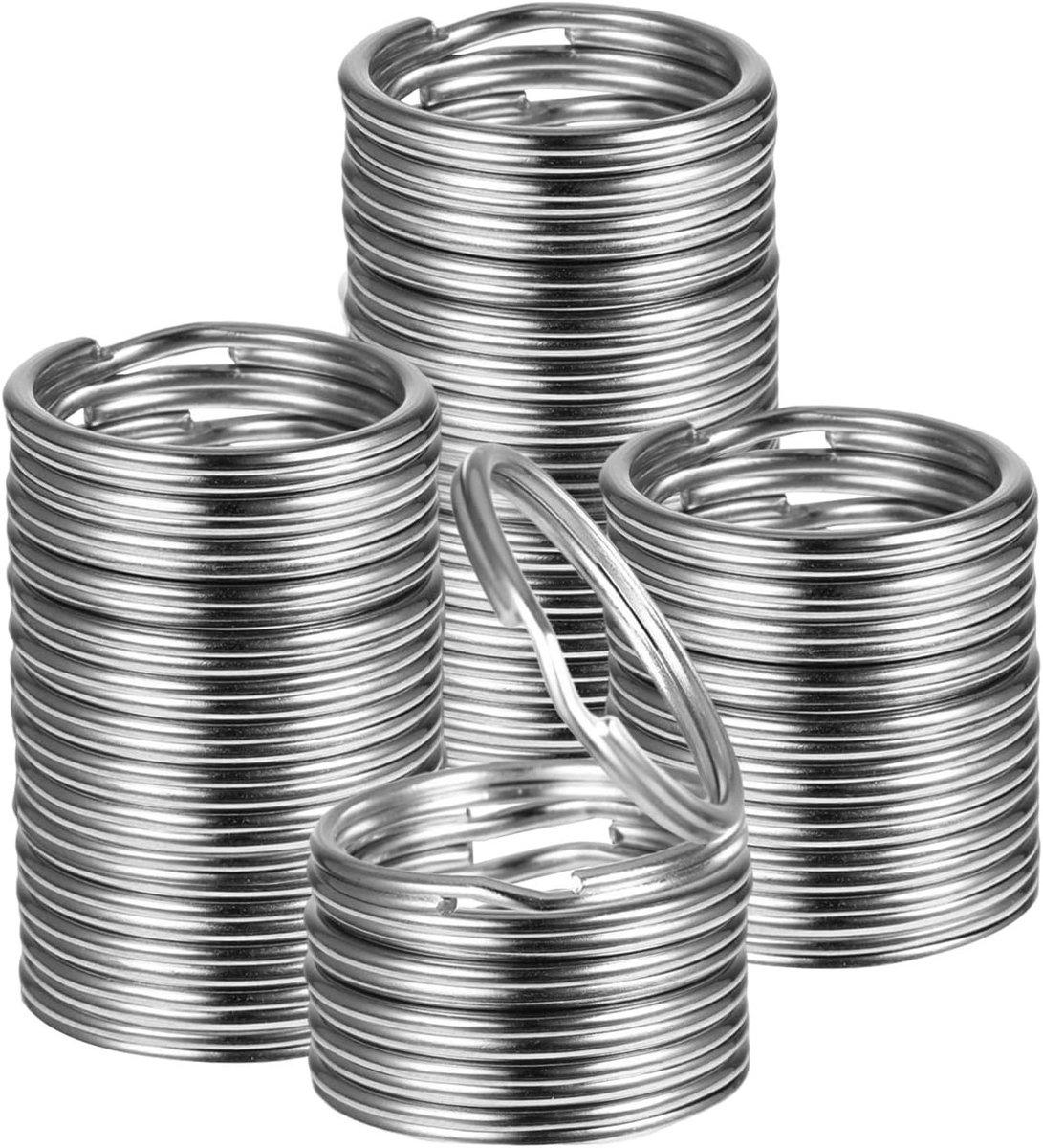 100 Stuks Rvs Sleutelhangers 25mm Metaal Splitringen voor Sleutels, Creatieve Projecten en Huishoudelijk Gebruik