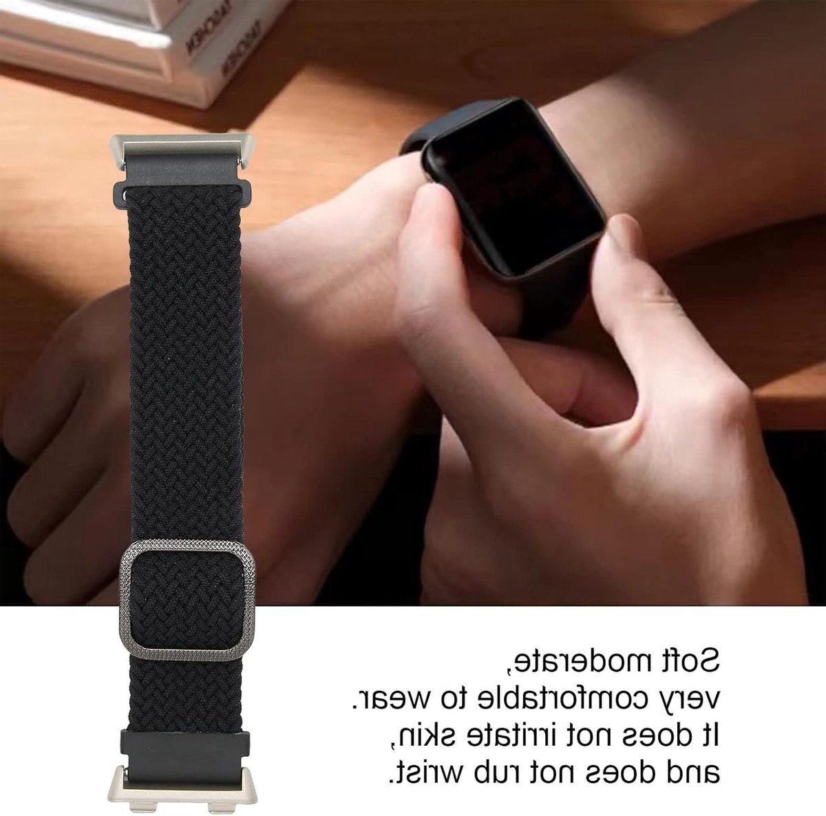 Verstelbare Flanellen Horlogeband voor 46mm Smartwatch - Comfortabele en Duurzame Band voor Dagelijks Gebruik, Geschikt voor Sport en Vrije Tijd (Zwart)