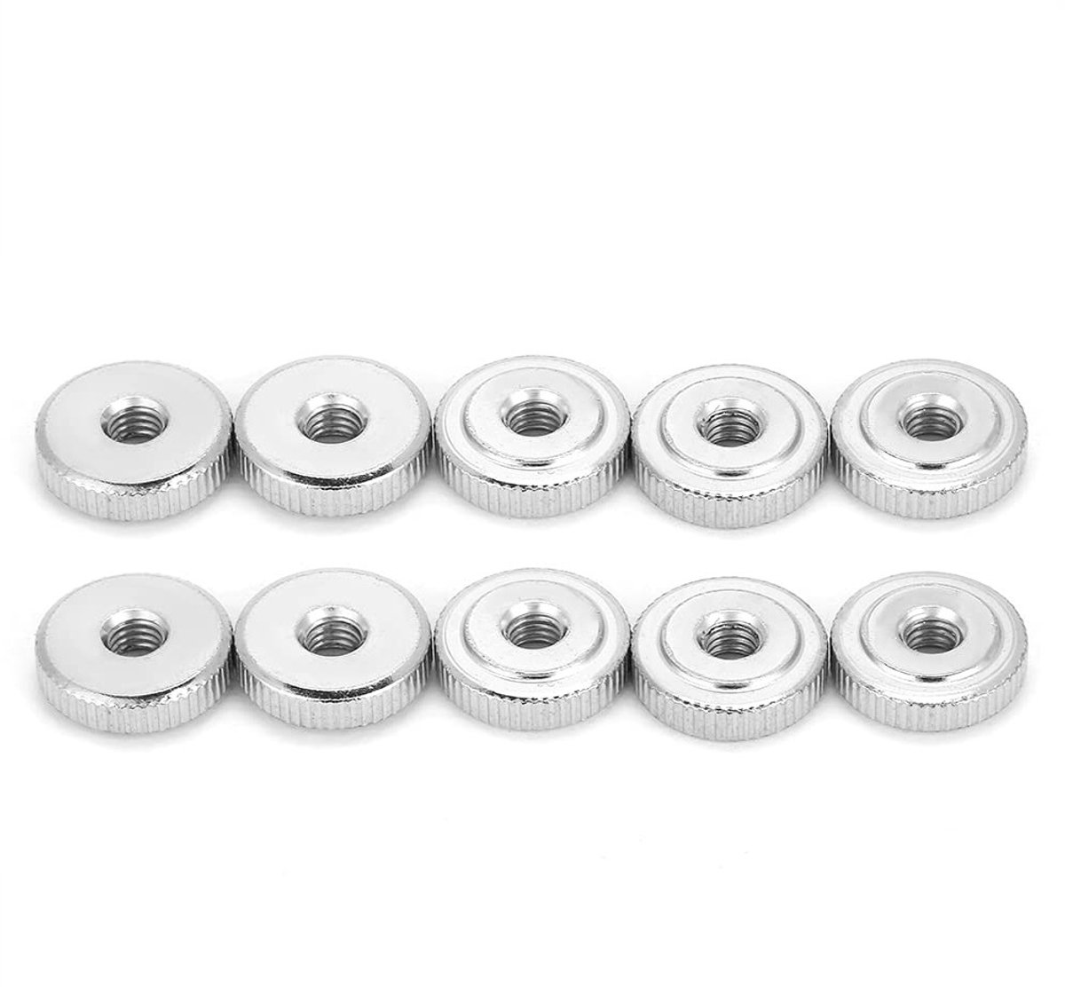 Knurled moeren set van 10 stuks in M3, M4, M5 en M8 - Carbon Staal voor Machinebouw en Mechanica