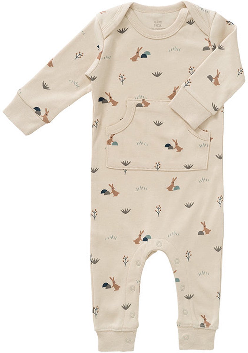 Fresk Pyjama voor Baby's 3-6 m - Boxpakje Unisex - Babypakje - Biologisch Katoen Zand - Rabbit Sandshell
