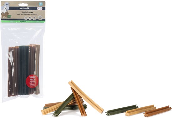 Beeztees Veggie Kauwstaaf Mix 18 cm - Hondensnacks - Kauwsnacks - Hond - 500 gr