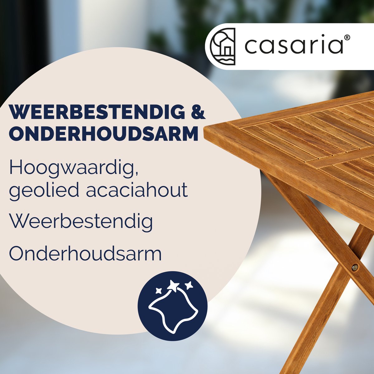 Casaria Bijzettafel - Acacia Hout Inklapbaar 70x70x73 cm - Bruin thumbnail 8