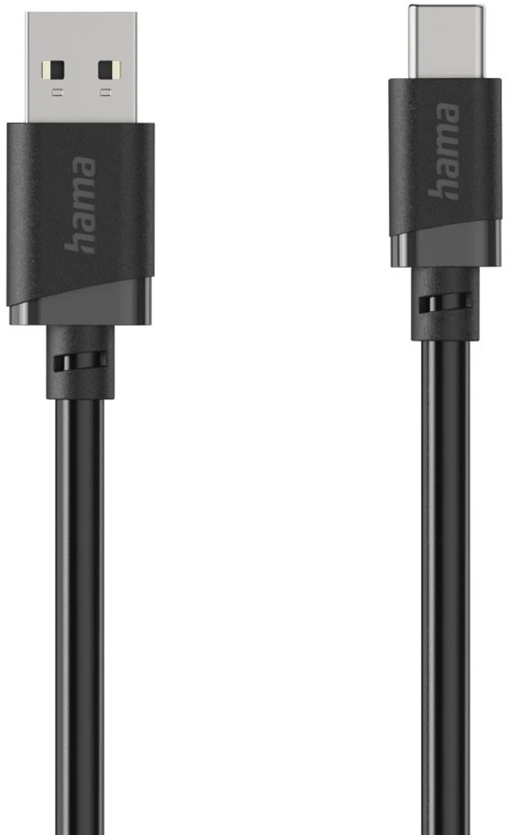 Hama 00201812 USB-laadkabel USB 2.0 USB-A stekker, USB-C stekker 2 m Zwart
