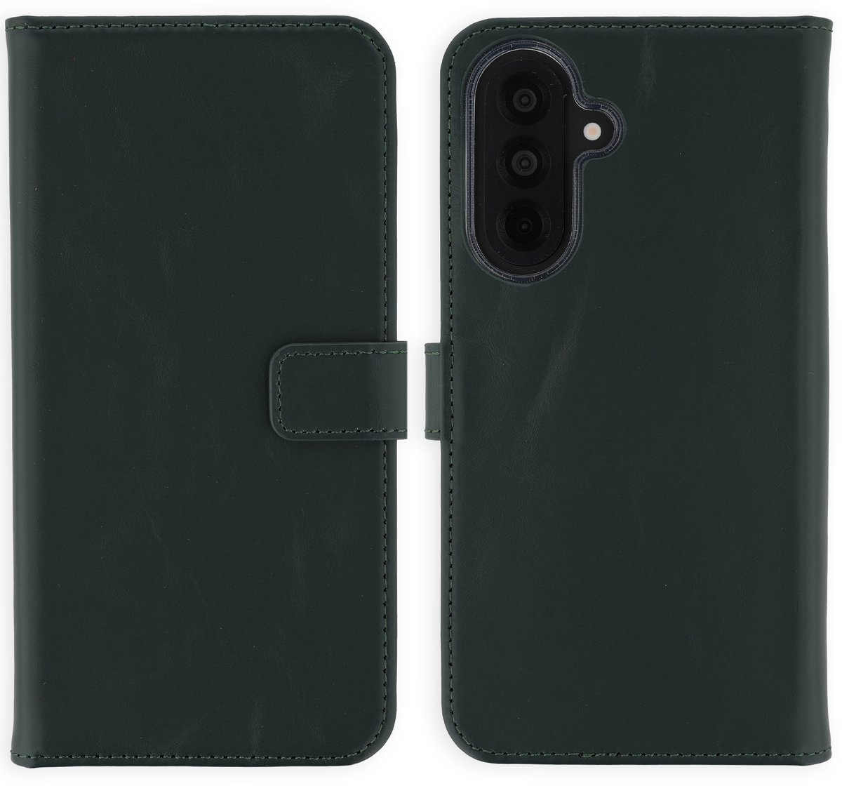 Selencia Hoesje - Geschikt voor Samsung Galaxy A37 (5G) - Echt Lederen Bookcase - Groen