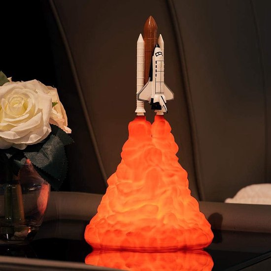 Ruimteverlichting Nachtlampje - 3D Print Lamp - Decoratie Thuis - Raket Vorm - 28 cm - Rood — afbeelding 4