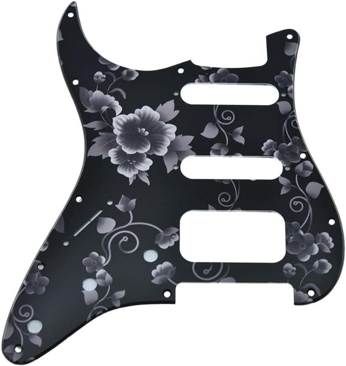11-Hole Strat HSS Gitaar Pickguard met 2-Screw Humbucking Pickup Bevestiging voor Amerikaanse Stratocaster - Bloemenpatroon, Perfecte Pasvorm, Duurzaam Materiaal