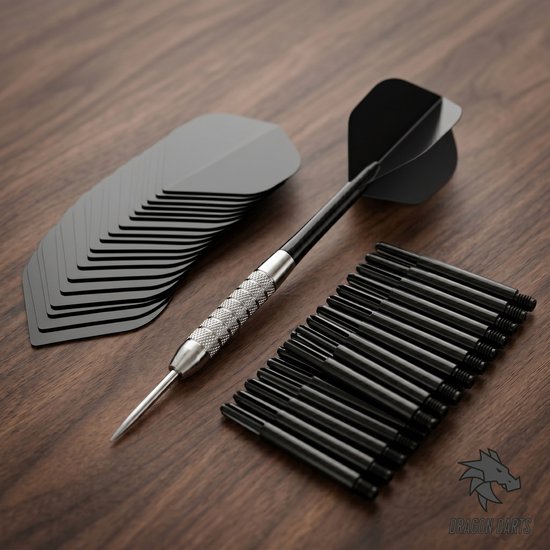 Dragon Darts Dart Flights en Dart Shafts - Multipack - 20 Sets - 60 Stuks - Extra Stevig - Darts Flights - Darts Shafts - Short Zwart van Merkloos — afbeelding 2