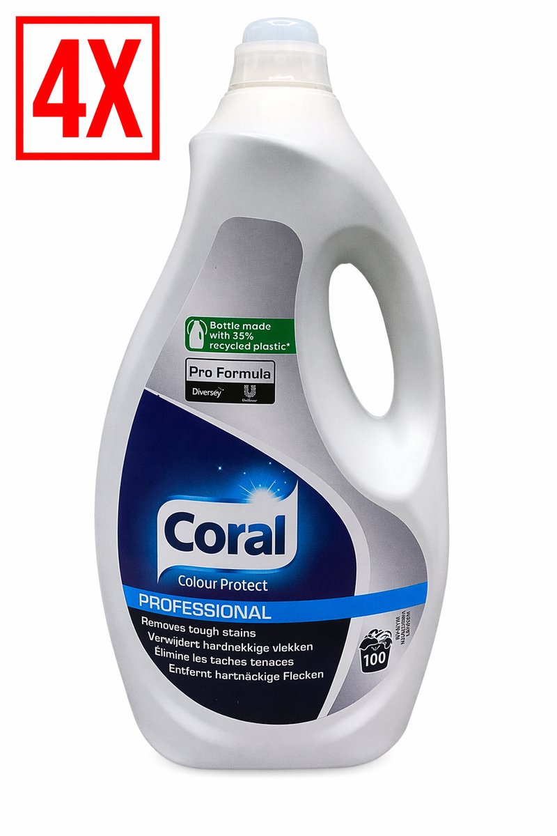 4 x Coral Professional Vloeibaar Wasmiddel Colour Protect - 4 x 5 L (400 wasbeurten)