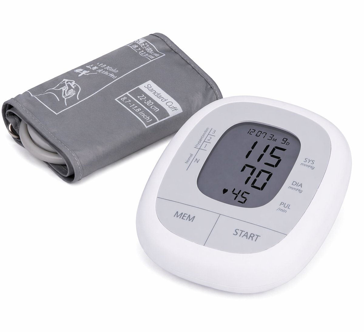 Grundig Bloeddrukmeter Bovenarm - Bloeddruk en Hartslag - LCD Scherm - Incl. Manchet - Wit