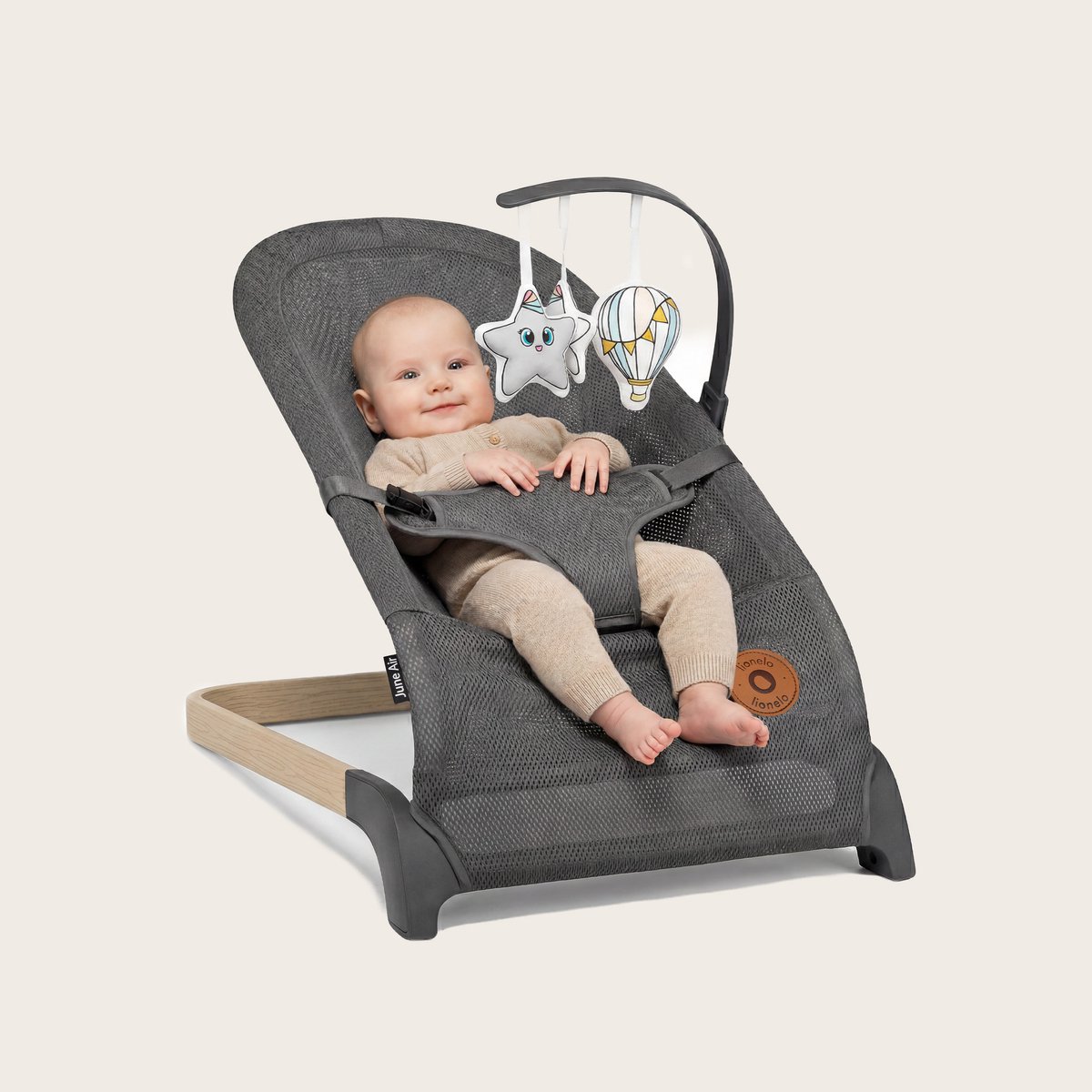 Lionelo June Wipstoel Baby – tot 9 kg – 3-punts veiligheidsgordels – Lichtgewicht – Mesh Bekleding – Plat Opvouwbaar – Natuurlijke Schommelbeweging – Gecertificeerd – Babyschommel & Wipstoeltje thumbnail 6