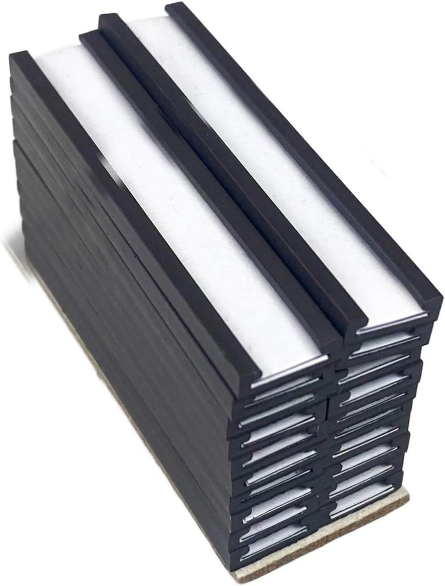 Etikettenhouders - Labelstrips - Opslag Ordenen - Magnetisch C-profiel - 20 stuks - Zwart Wit