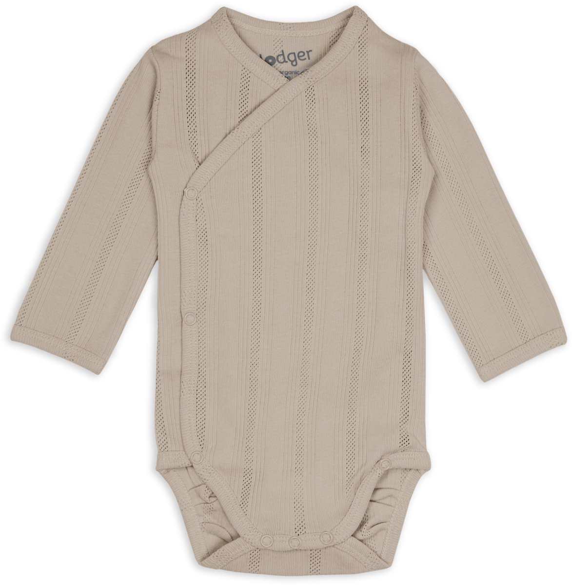 Lodger Romper met lange mouwen - Pointelle - Bruin - Maat 68 - bio katoen - Overslag romper