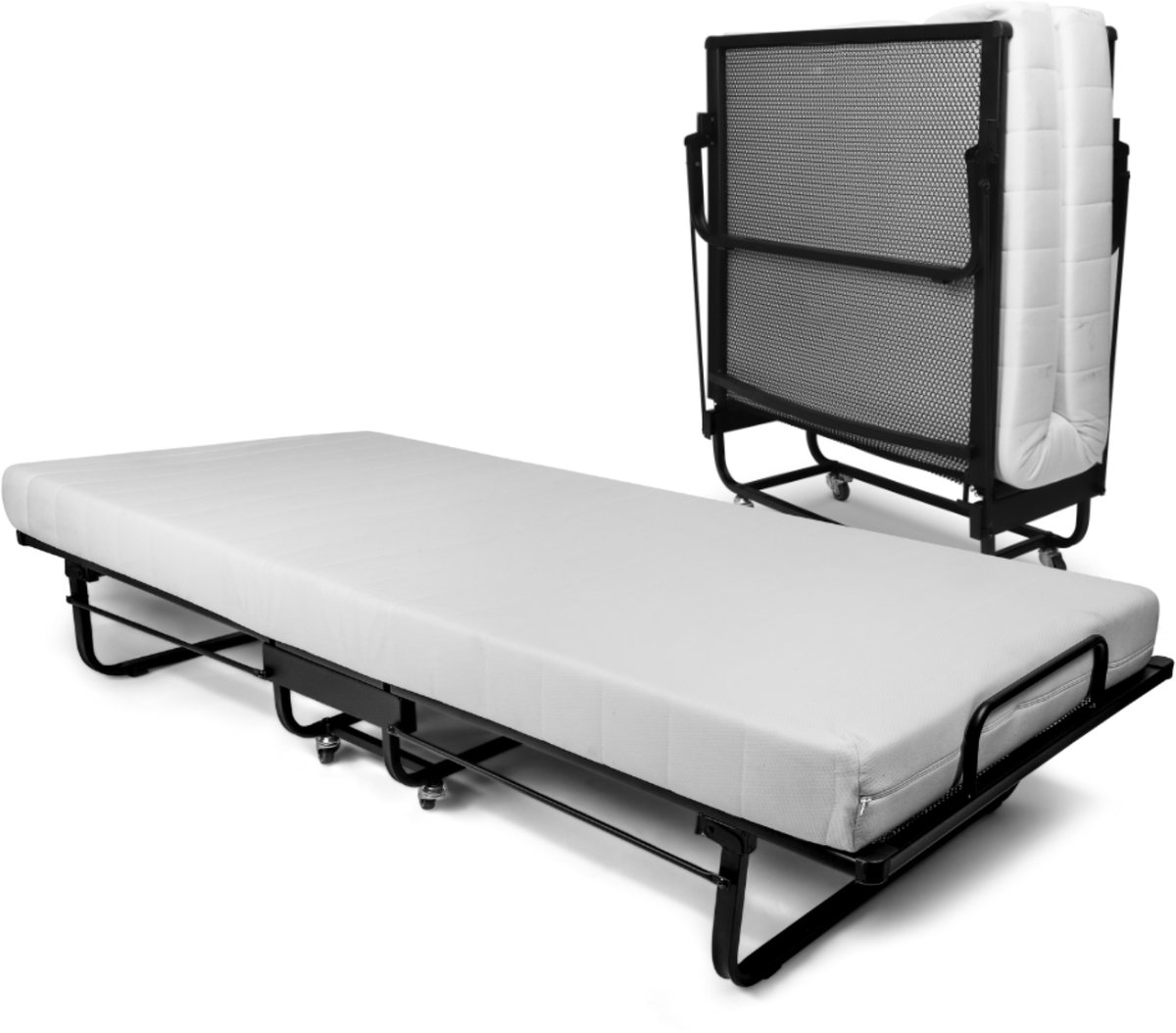 Troonz® Logeerbed Nova 90x200 cm – Opklapbed 1 persoons - Vouwbed met Matras - Plooibed - Eenpersoonsbed - Met beschermhoes