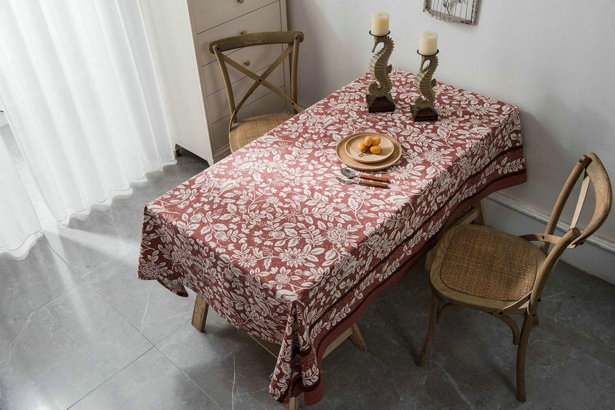 Tafelkleed - Tafeldecoratie - Eettafel aankleden - Katoen linnen mix - 140 x 220 cm - Groen
