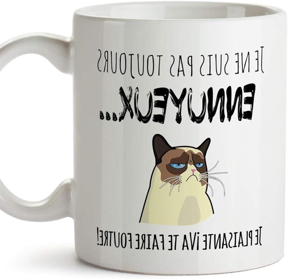 Koffiemok Frans - Thee kop - Cadeau geven - Grappige spreuken - 350 ml - Wit