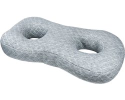 Oorkussen met 2 Gaten – Oorpiercing Kussen, Zijslaper Kussen voor Oorbellen, Ademend en Comfortabel Slaapkussen voor Pijnvrij Slapen - Grijs