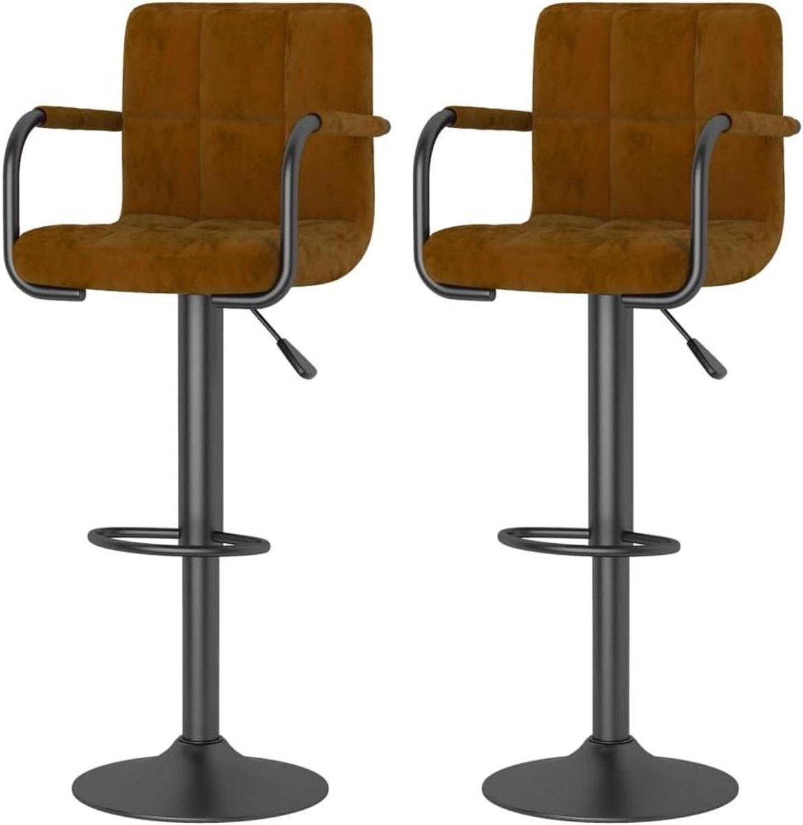 Barkrukken Set - Barstoelen - Comfortabel Zitten - In hoogte verstelbaar - 2 stuks - Bruin
