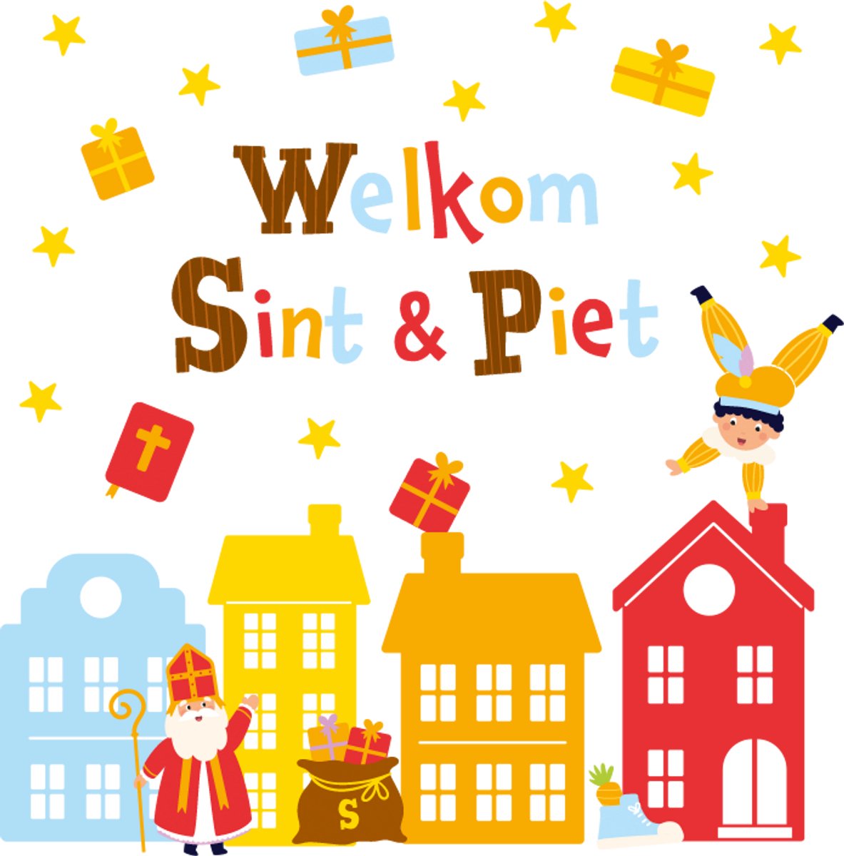 Raamstickers Sint & Piet Cartoon Vigo