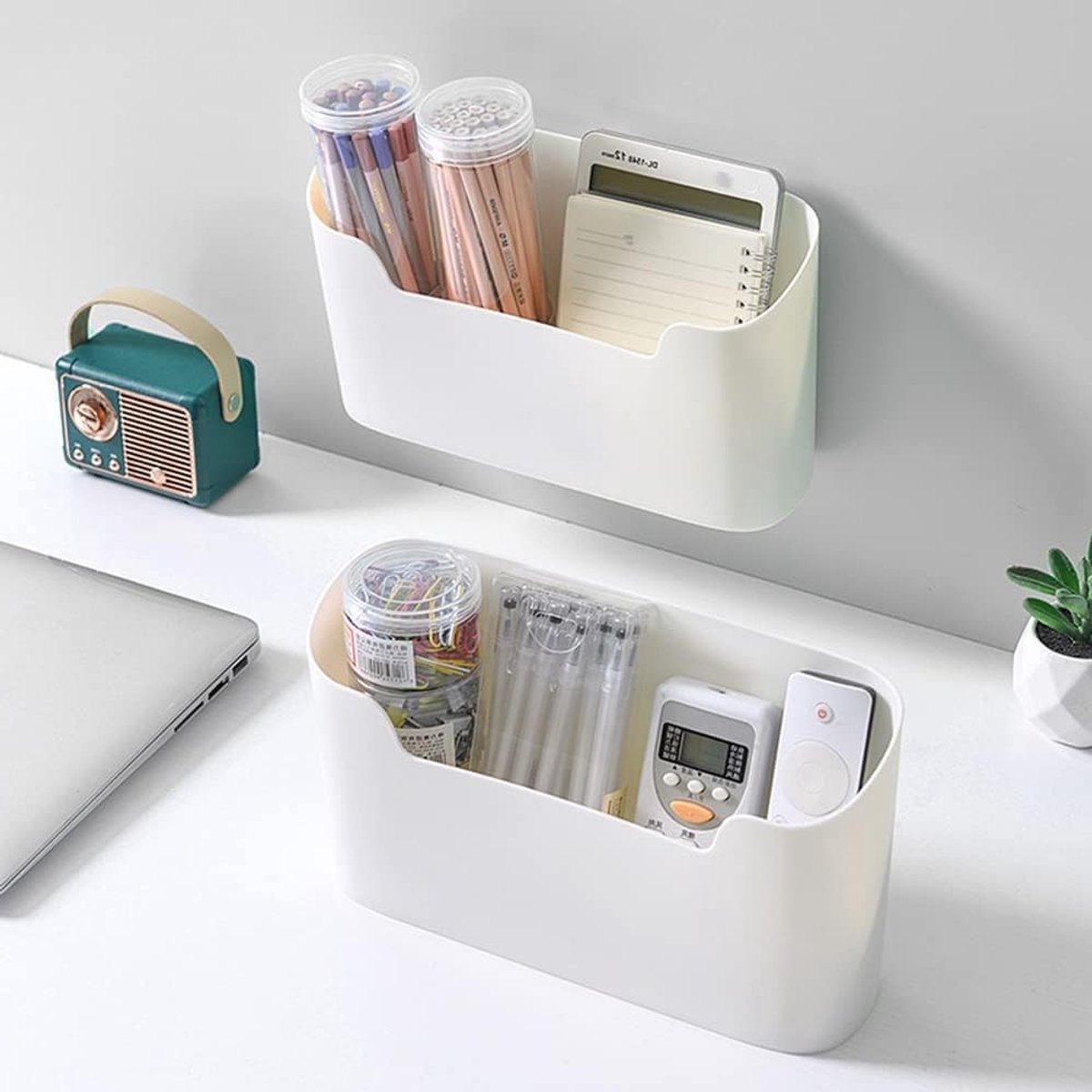 Opslagdozen voor Keuken en Badkamer - 2 Stuks Zelfklevende Wandopslag, Organisatiebox voor Koelkast en Diverse Items