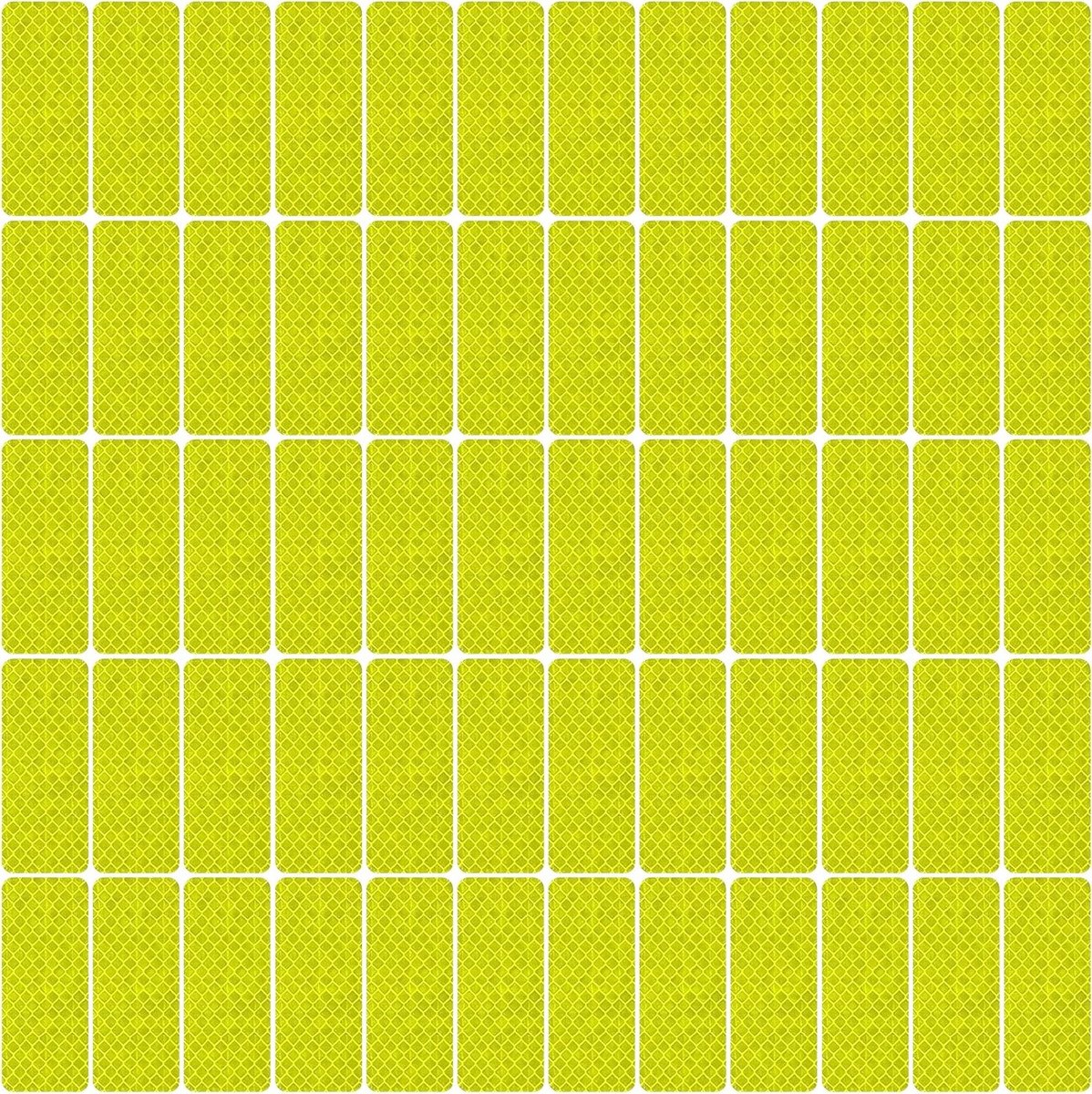 Reflecterende Tape 60 Stuks Zelfklevend voor Fietsen, Rugzakken en Kleding - Waterdichte Fluorescerende Stickers (3x8cm, Geelgroen)