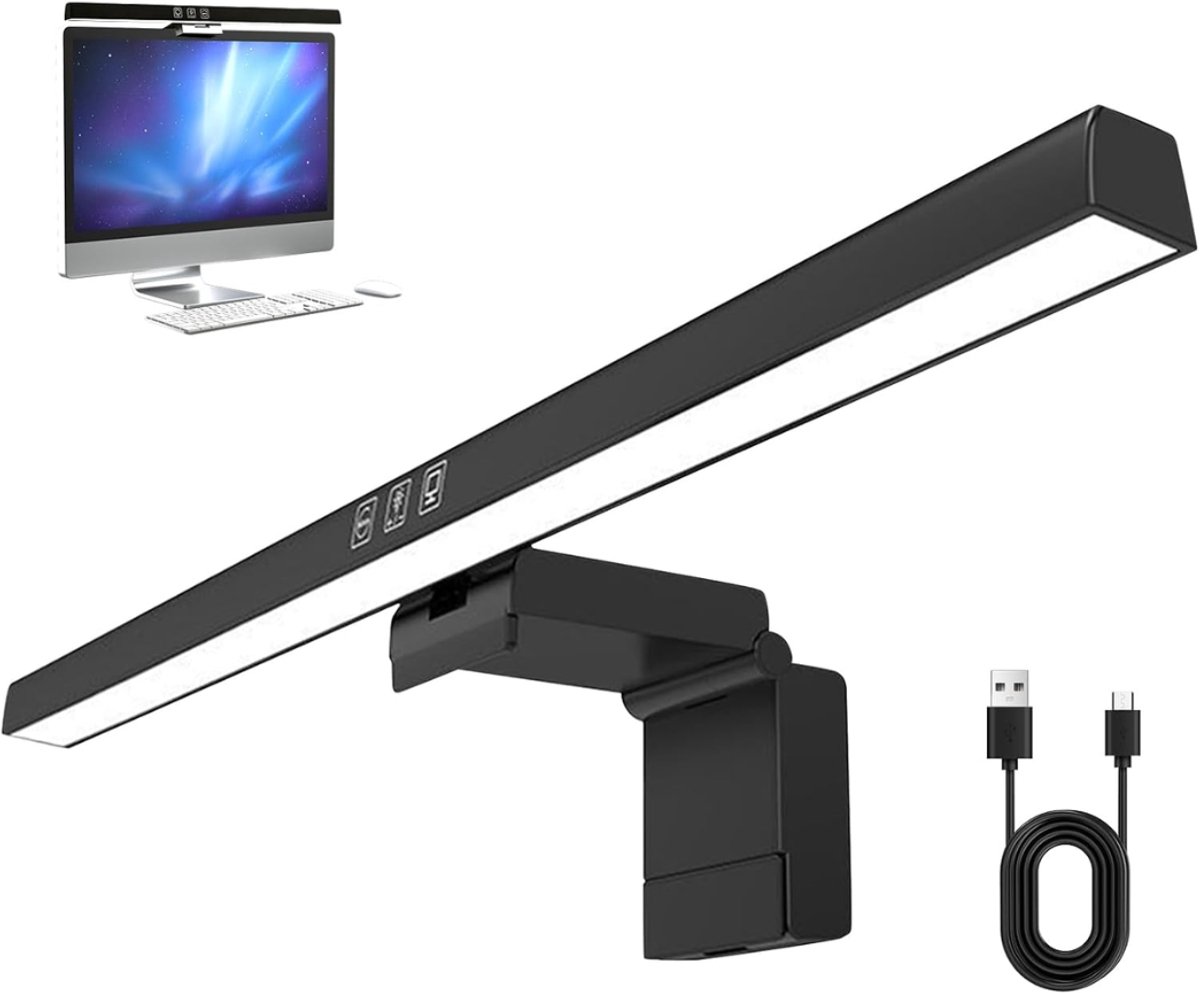 HEZIVO® Monitor Lamp LED - Bureaulamp met Klem - Klemlamp PC - Gaming & Kantoor - Dimbaar - 40 cm - USB-C