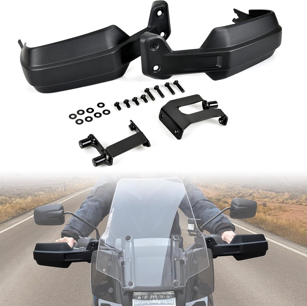 Handbeschermers Motorfiets - Handkappen Set - Bescherming Rijden - Duurzaam Polyethyleen - 2 stuks - Zwart