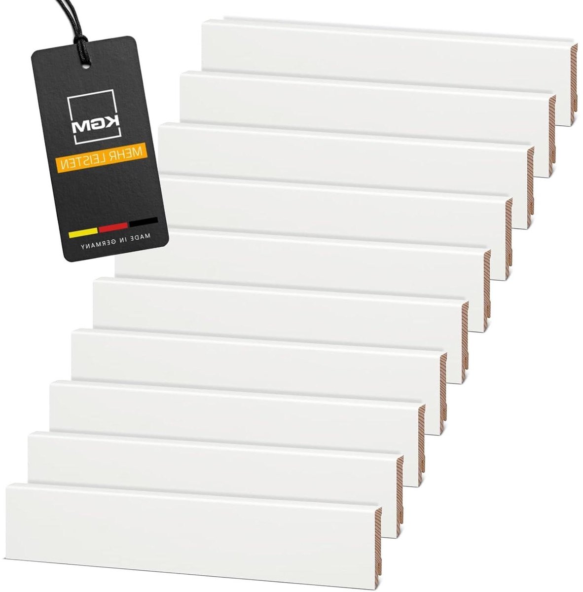 Plinten Massief Grenen - Witte Laminaatrand - Vloer Afwerking - Met Kabelgoot - 20 Stuks 48M - Wit