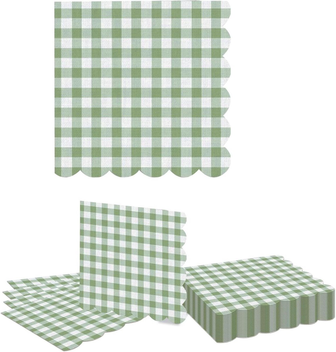 Party Servetten - Groene Ruit - Feestelijke Decoratie - Golfrand Design - 20 Stuks - Groen