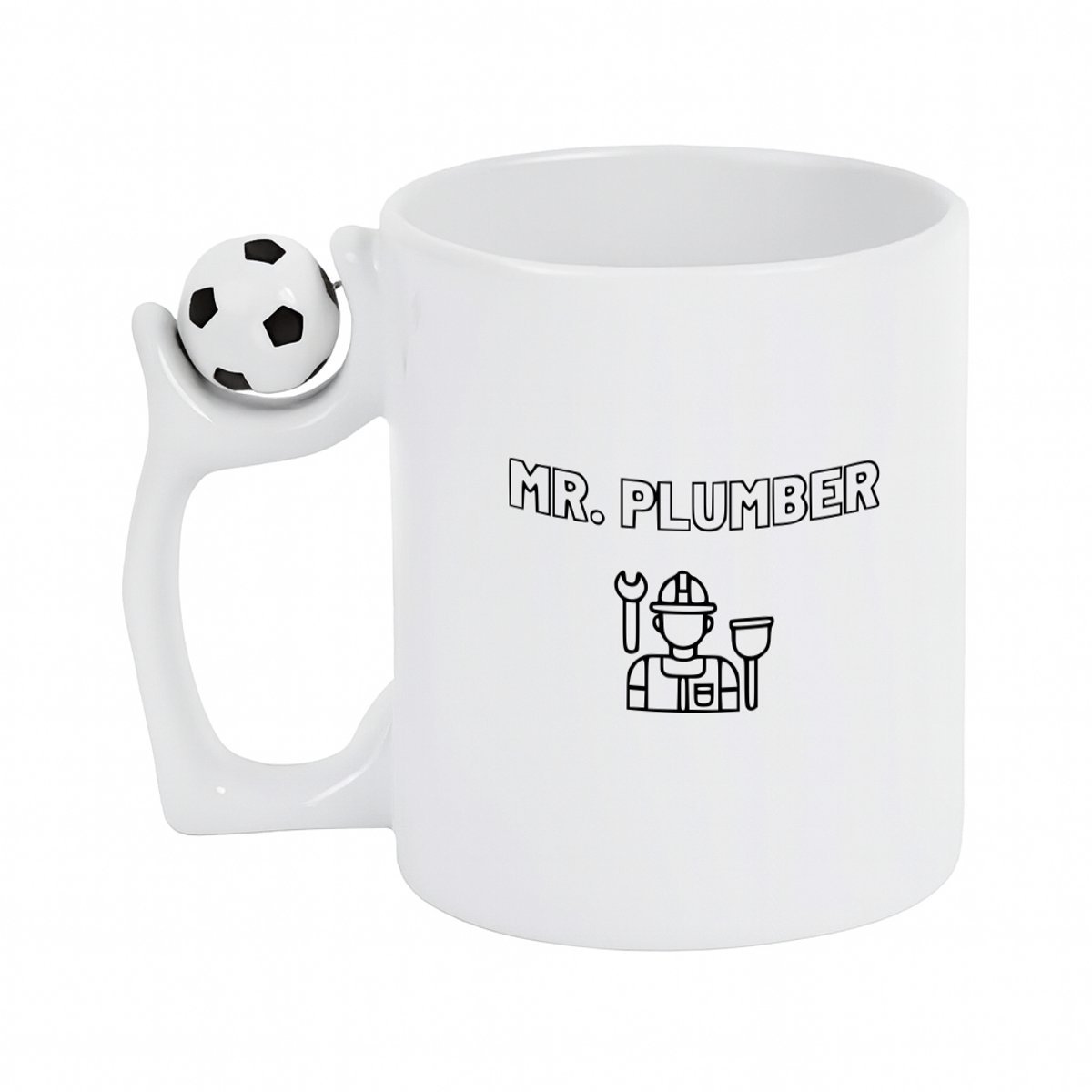 Hacebo® - Loodgieter MR. plumber koffiebeker met voetbal wit - Loodgieter - Familie vrienden collega - thee mok - koffie beker - Cadeau - koffiemok - 330 ML