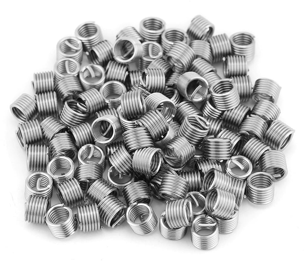 100 Stuks M6 Draad Inserts van RVS voor Draadreparatie - Coiled Thread Screw Sleeves en Assortiment Kit M6x1.0x1.5D voor Duurzame Bevestigingen