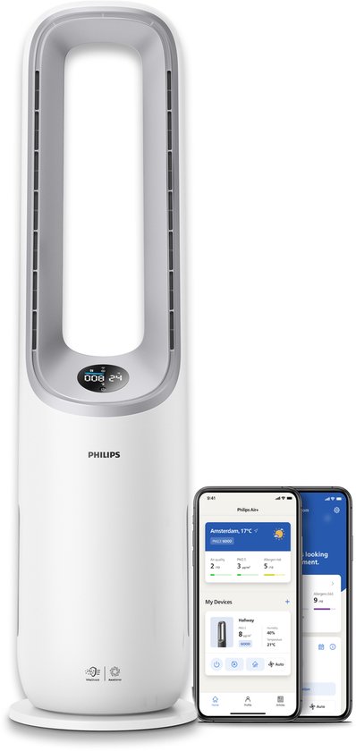 Philips Air Performer - 2-in-1 Luchtreiniger en Ventilator AMF765/10 - Tot 70m2 - Met NanoProtect HEPA en actief koolstoffilter - App Connected - Afstandsbediening - Wit