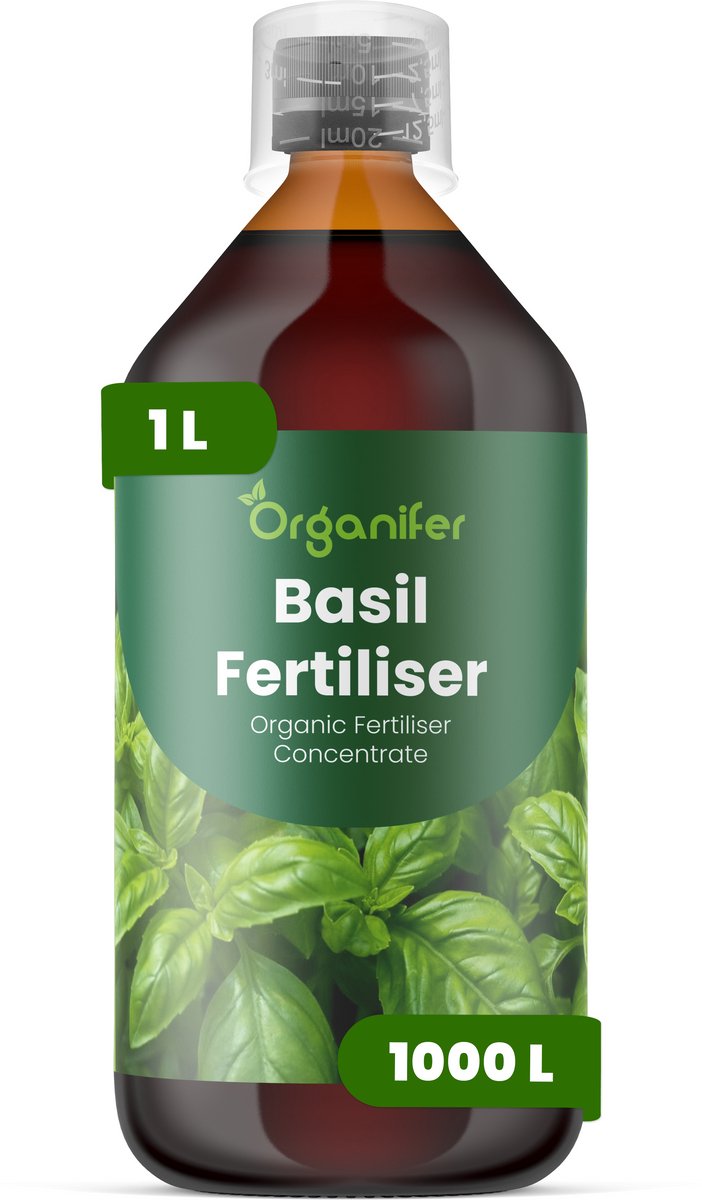 Vloeibare Meststof Voor Basilicum 1 L Voor 1000 L - Npk 2-1-8 - Krachtige Groei - Snelle Bladontwikkeling - Blad Geur - Compacte Plant Structuur - Herhaalde Oogst - Snelle Hergroei - Constante Bladproductie - Organifer