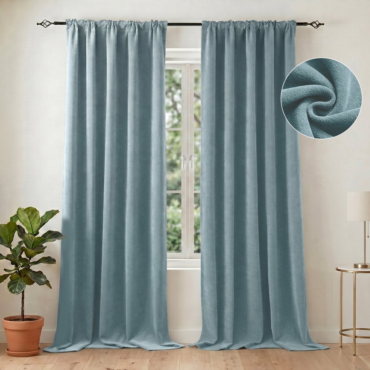 Qelus UltraZware Chenille Verduisterende Gordijn (2-panelen kant-en-klaar set) - 132x214cm - Thermisch Isolerend - Dubbelzijdige 510GSM Stof