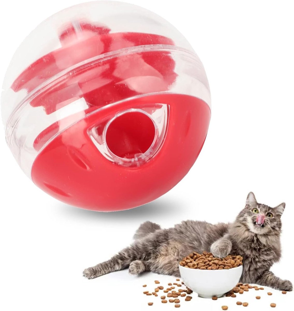 Interactieve Voerbal voor Katten - Trage Voederpuzzel Speelgoed voor Boredom, Snackdispenser en Tandverzorging