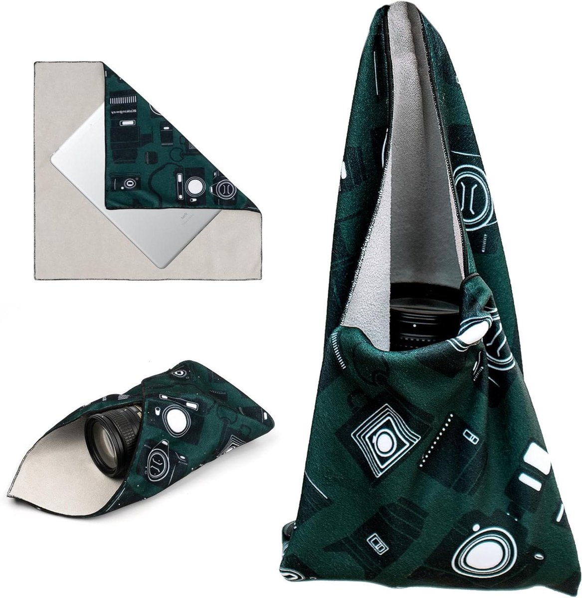 Beschermhoes - Camera wrap - Apparatuur beschermen - Zelfklevend - 55 cm - Donkergroen