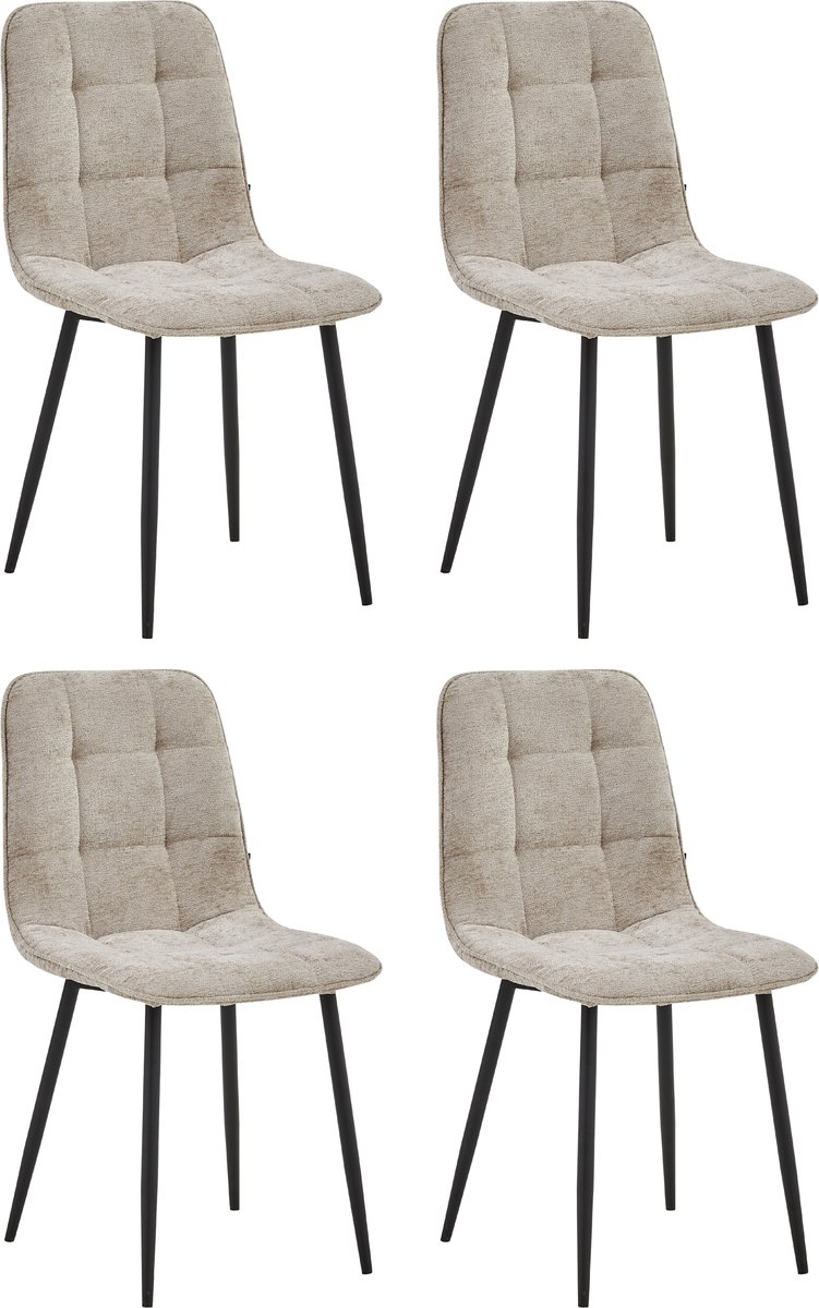 Colenis Ela Eetkamerstoel - Set Van 4 - Taupe - Chenille - Design
