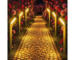 Suntac Solar tuinverlichting pad 8 Stuks - Tuinverlichting op Zonne Energie - Tuinverlichting - Dimbaar - (wit licht/warm licht)-Priklamp op zonne-energie -Tuinfakkels op Zonne Energie -Buitenlampen op zonne-energie - Zwart