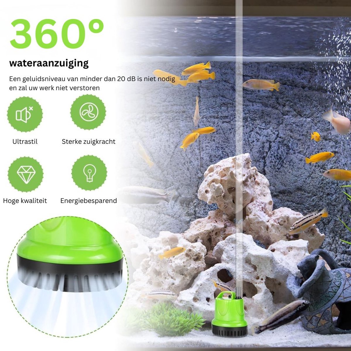 HEZIVO® Regentonpomp - Bewateringspomp Regenton - Tuinpomp - Dompelpomp - 20 W - 1200 l/u – foto 4