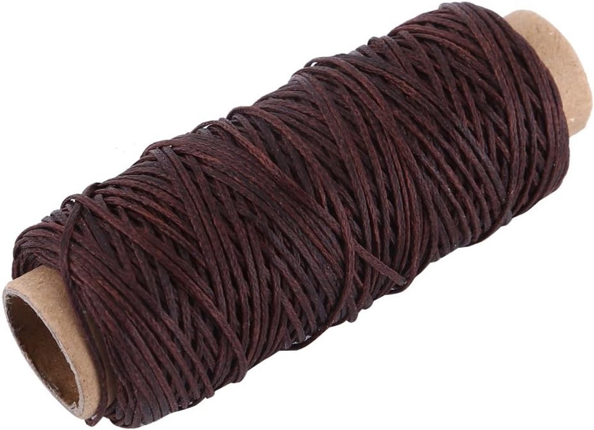 Waxdraad 50m voor Leren Naaien en DIY Projecten - 150D 1mm Donkerbruin Katoen Draad