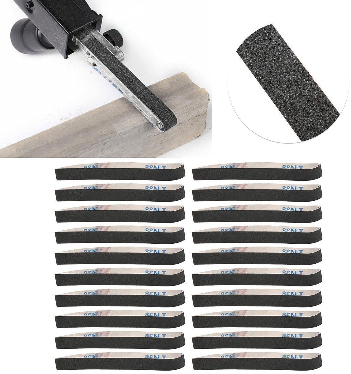 20 Stuks Schuurbanden 520 x 20mm, Schuurpapier met Diverse Korrelgroottes voor Schuren en Polijsten