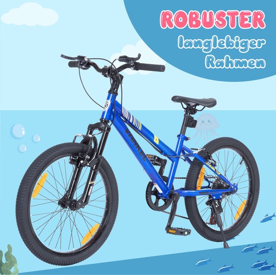 REDOM - Kinderfiets 20 Inch - 6 Versnellingen - V-Brakes Voor En Achter - Lage Instap - Stalen Frame - Blauw van Merkloos — afbeelding 3