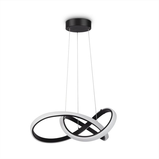 Pendellamp Eettafel - Hanglamp Woonkamer - Modern Interieur - Gebogen Design - 150 cm Snoer - Zwart