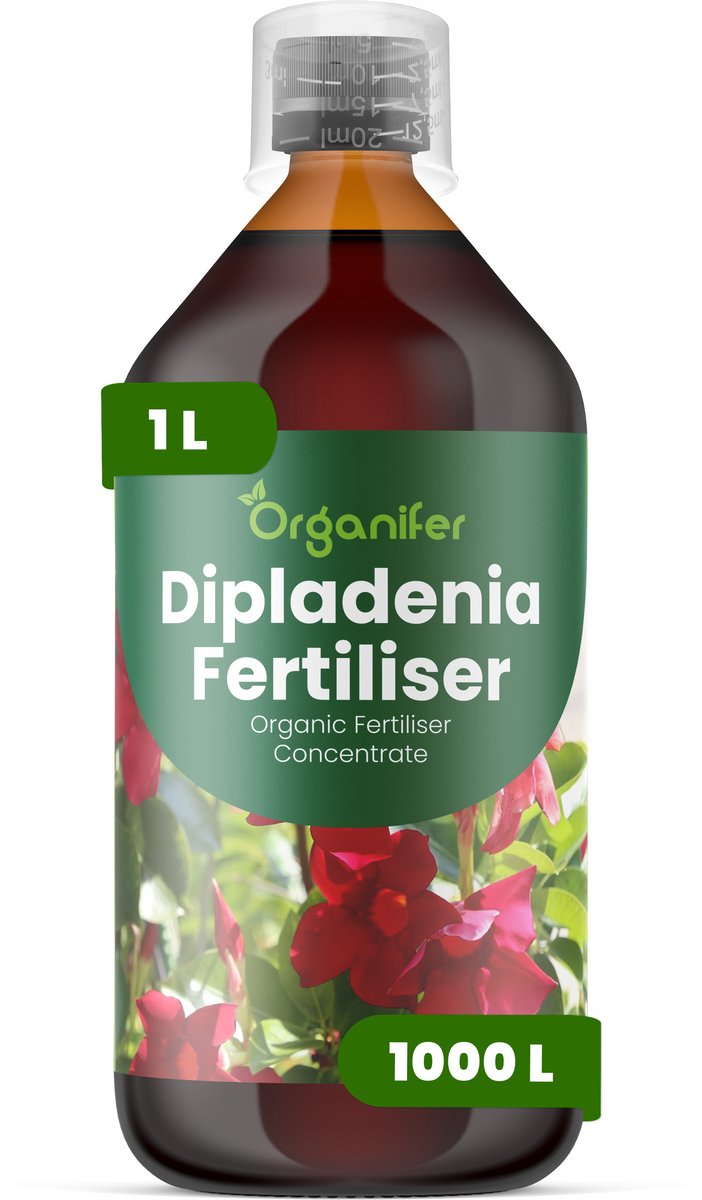 Vloeibare Meststof Voor Dipladenia 1 L Voor 1000 L - Npk 2-1-8 - Krachtige Groei - Trompetvormige Bloemen - Sterke Wortels - Hittebestendig - Stressbestendig - Compacte Groei - Bloemkleurintensiteit - Doorlopende Bloei - Organifer
