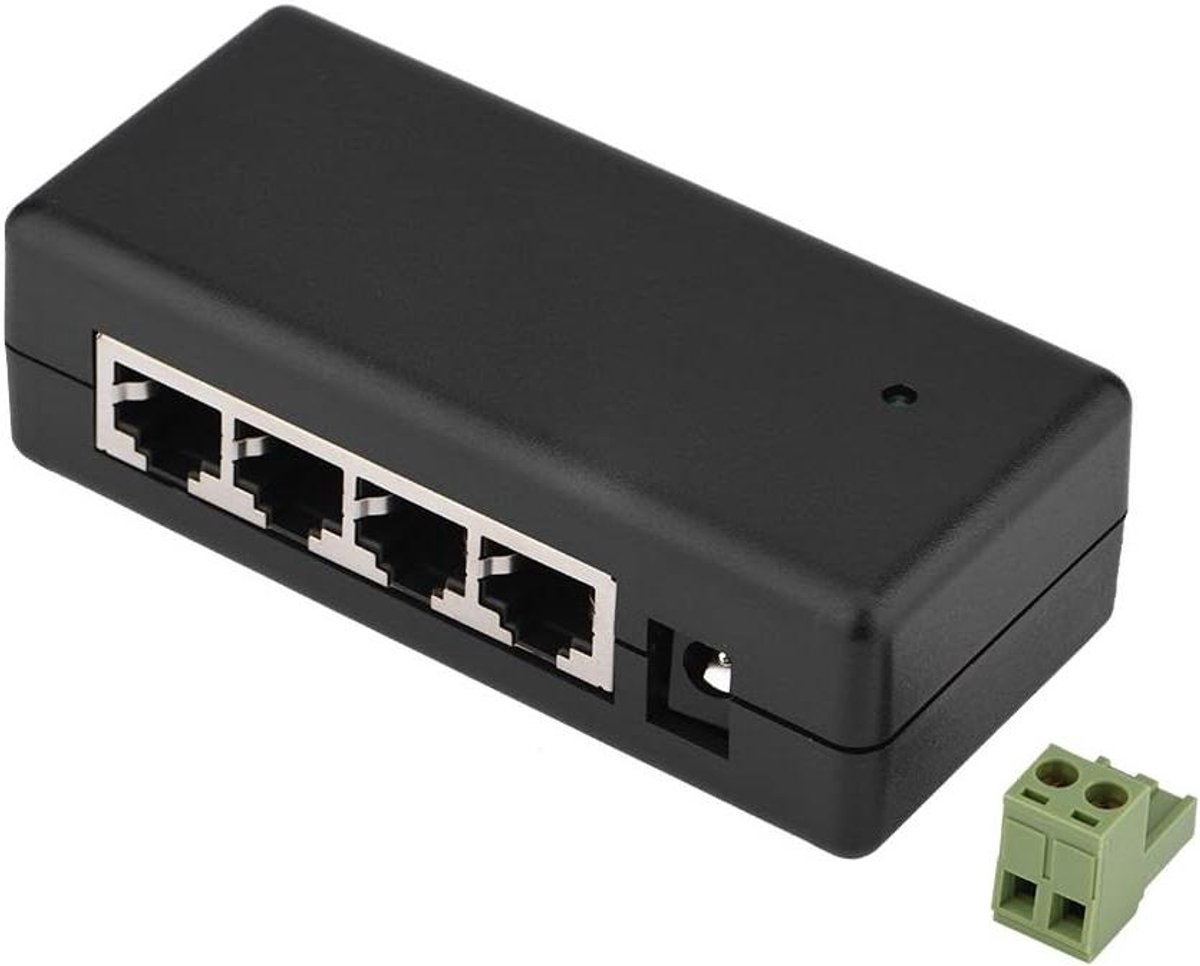 PoE Injector Module - Voedingsmodule Ethernet Adapter - Netwerkapparaten Voeden - 10/100 Mbps Snelheid - 4 of 8 Kanaals - Zwart