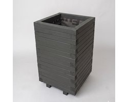 AMISHOUT - Hoge vierkante houten plantenbak 44x44x72 cm - antraciet | bloembak buiten