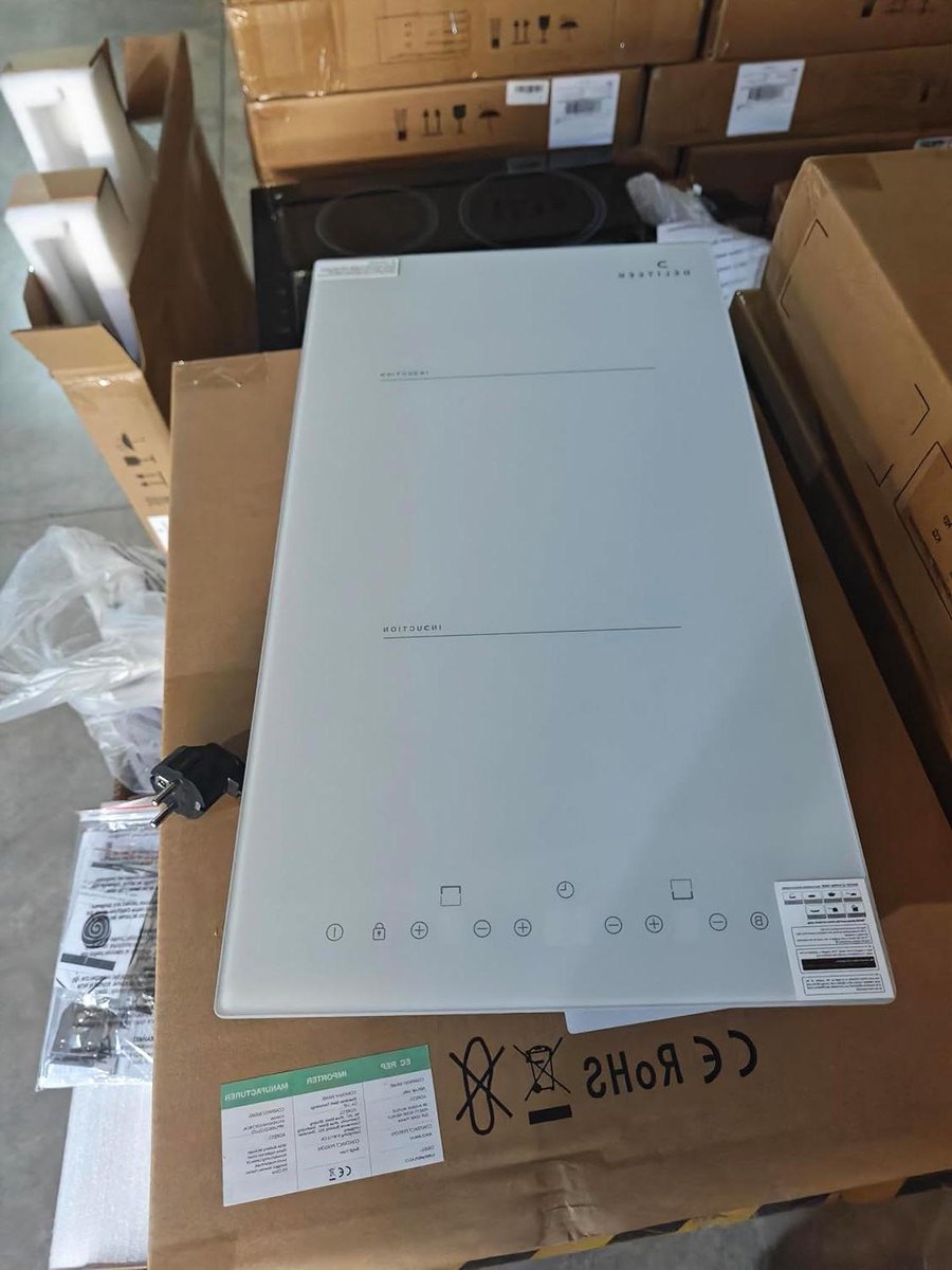 Inductiekookplaat 2 platen - Keramische kookplaat - Snel koken - Met stekker - 30 cm - Wit
