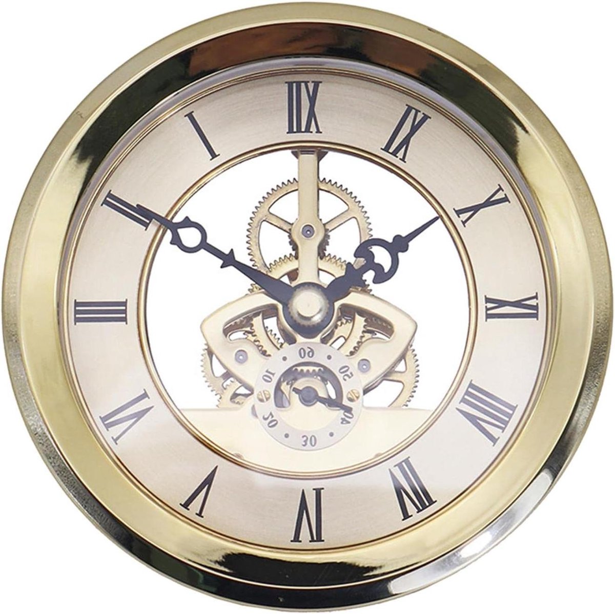 Klok Insert - Uurwerk Vervanging - Klok Maken - Romeinse Cijfers - 103mm Diameter - Goud