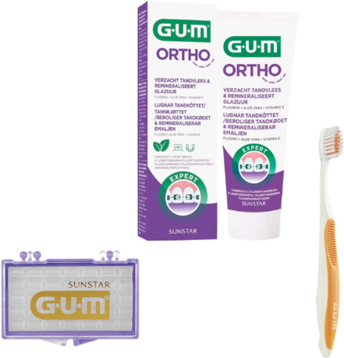 GUM Ortho Voordeelpakket - Tandpasta + Tandenborstel + Wax